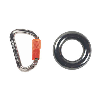 Silver ALUMINUM CARABINERS Kit With Stainless Steel Stainless Steel Rigging Ring