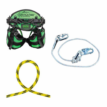 Yellow, Black 24 Strand Arborist Rope Kit With Adjustable Lanyard And XLarge, 40" - 44" Navigator Sa