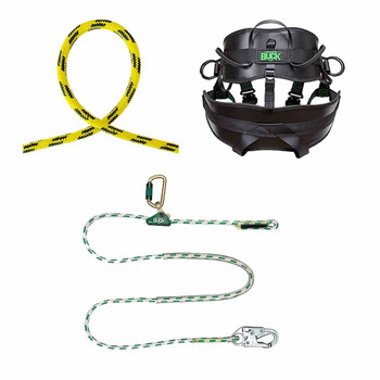 Yellow, Black 24 Strand Arborist Rope Kit With Positioning Lanyard And Small, 28" - 32" Saddle