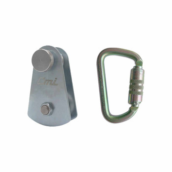Zinc Plated Steel Carabiners Kit With Silver Aluminum Pulley