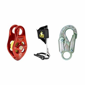 Zinc Plated Steel Snaphooks Kit With Red PULLEY And Aluminum Tree Climbing Spikes