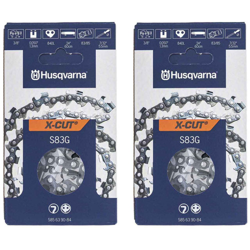 HUSQVARNA Chains - X -CUT S83G ,24"BAR, 84 DRIVE LINKS, .050"GAUGE, 3/8"  - 2 PACK