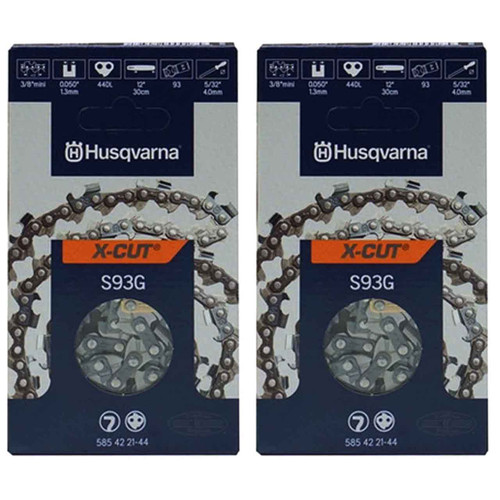HUSQVARNA Chains - X -CUT S93G ,12"BAR, 44 DRIVE LINKS, .050"GAUGE, 3/8"  - 2 PACK