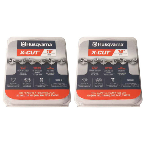 HUSQVARNA Chains - X -CUT S93G ,16"BAR, 56 DRIVE LINKS, .050"GAUGE, 3/8"   - 2 PACK