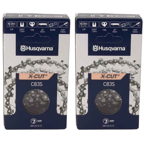HUSQVARNA Chains - X -CUT C83S ,20"BAR, 72 DRIVE LINKS, .050"GAUGE, 3/8" - 2 PACK