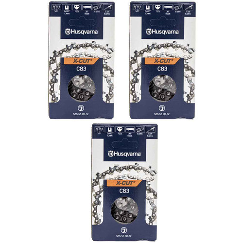 HUSQVARNA Chains - X -CUT C83 ,20"BAR, 72 DRIVE LINKS, .050"GAUGE, 3/8"  - 3 PACK