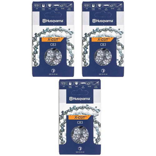 HUSQVARNA Chains - X -CUT C83 ,24"BAR, 84 DRIVE LINKS, .050"GAUGE, 3/8"  - 3 PACK