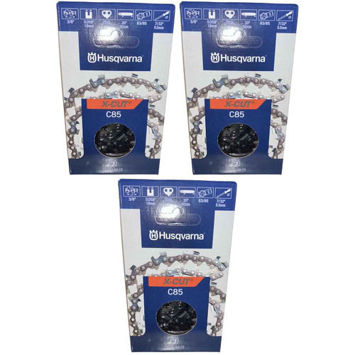 HUSQVARNA Chains - X -CUT C85 ,20"BAR, 72 DRIVE LINKS, .058"GAUGE, 3/8"  - 3 PACK