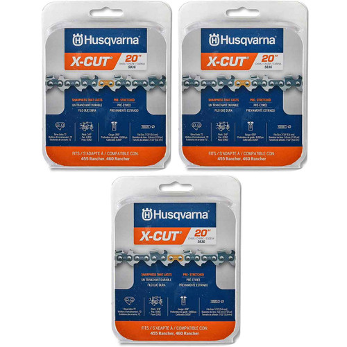HUSQVARNA Chains - H80 ,20"BAR, 72 DRIVE LINKS, .050"GAUGE, 3/8"  - 3 PACK