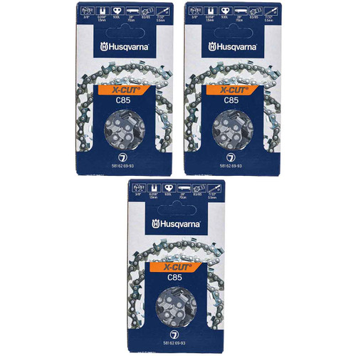 HUSQVARNA Chains - X -CUT C85 ,28"BAR, 93 DRIVE LINKS, .058"GAUGE, 3/8"  - 3 PACK