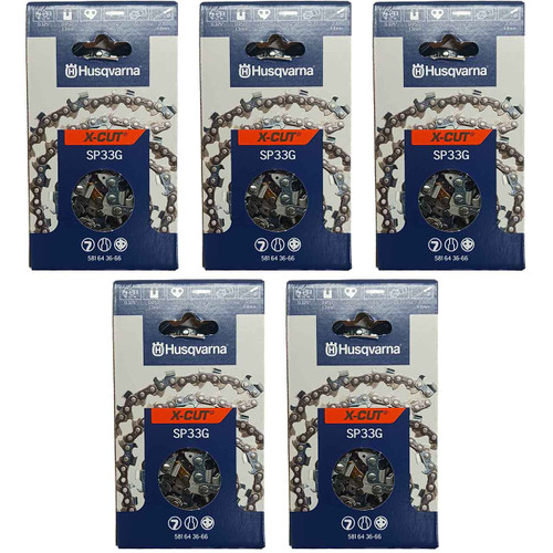 HUSQVARNA Chains - X -CUT SP33G ,16"BAR, 66 DRIVE LINKS, .050"GAUGE, .325" PITCH - 5 PACK
