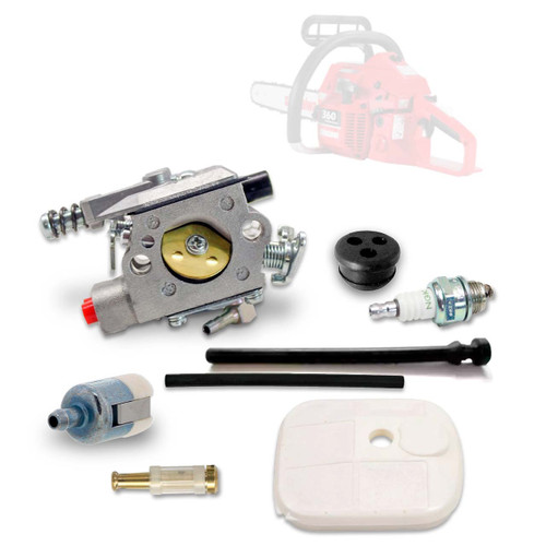 SHINDAIWA 360T COMPLETE CARBURETOR AIR-OIL-FUEL FILTERS SPARK PLUG FUEL LINES KIT OEM