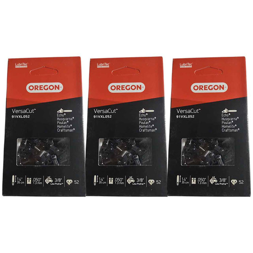 91VXL052G Fits 14"  Oregon VersaCut Saw Chain, .050", 52DL - 3 PACK
