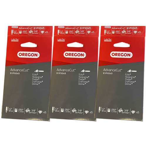 91PX045G Fits 12"  Oregon AdvanceCut Saw Chain, .050", 45DL - 3 PACK