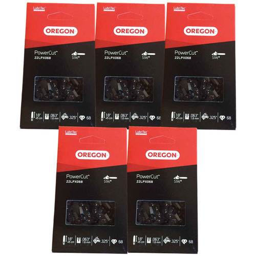 22LPX068G Fits 18"  Oregon PowerCut Saw Chain, .063", 68DL - 5 PACK