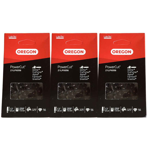21LPX056G Fits 13" – Oregon PowerCut Saw Chain, .058", 56DL -3 PACK
