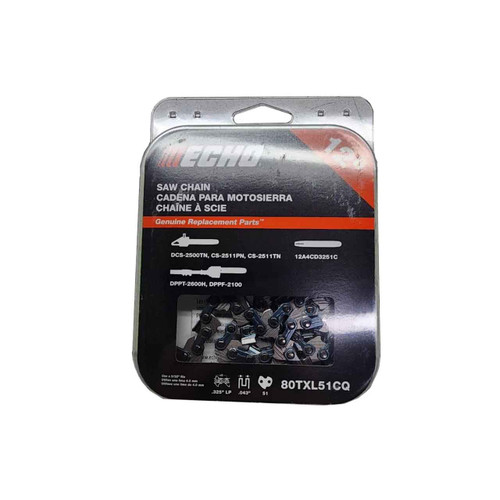Echo 12" CHAIN 51 DRIVE LINK COUNT 80TXL51CQ OEM