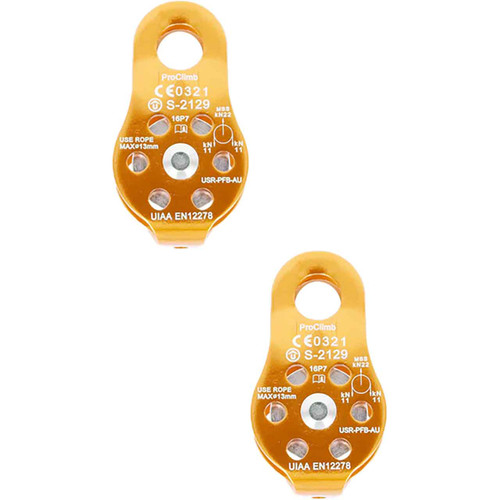 Orange USR-PFB-AU Aluminum Pulleys (2-Pack) From PRO CLIMB