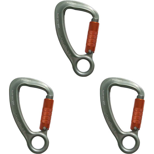 Silver USR-140-A3TU ALUMINUM CARABINERS (3-Pack) From PRO CLIMB