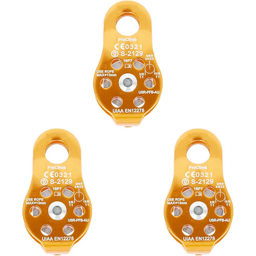 Orange USR-PFB-AU Aluminum Pulleys (3-Pack) From PRO CLIMB