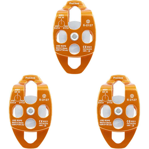Orange USR-PTW-AU Aluminum Pulleys (3-Pack) From PRO CLIMB