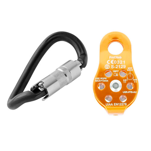 Black OVALONE DNA Steel Carabiner Kit With Orange Aluminum Pulley