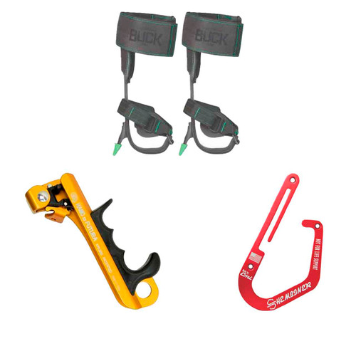 Orange, Black Futura Hand Rope Clamp Kit With Shembiner Hook And Steel Tree Climber with Foot Straps