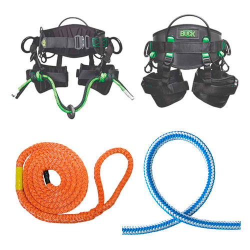 Blue, White 16 Strand Arborist Rope Kit With Dead Eye Sling with Tenex Rope And XLarge, 40" - 44" Bu
