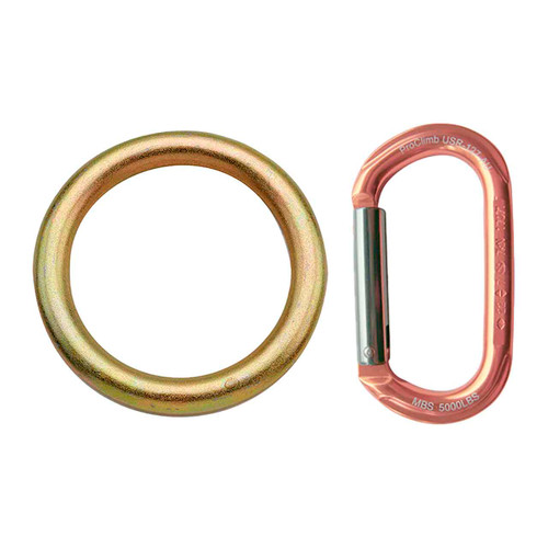 Copper ALUMINUM CARABINERS Kit With Zinc Plated Stainless Steel Rigging Ring