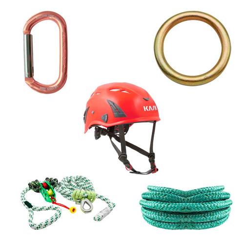 Green Matador Bull Rope , Savers And Hardware Kit With Red Super Plasma Safety Helmet