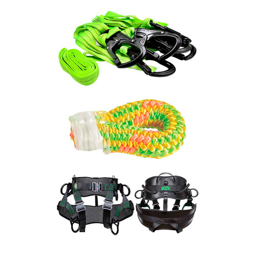 Green, Orange, Yellow Arborist Pro Climbing Rope Kit With Green Speed Line Kit And Large, 36" - 40" 