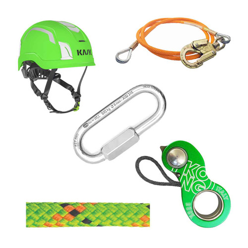 Lime, Orange Static Pro Rope , Line And Hardware Kit With Green Zenith X2 Safety Helmet