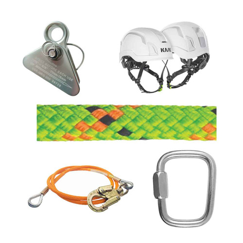 Lime, Orange Static Pro Rope , Line And Hardware Kit With White Zenith X2 Safety Helmet