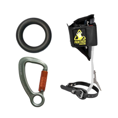 Silver ALUMINUM CARABINERS Kit With Alum Alloy Arborist Aluminum Ring And Aluminum Tree Climbing Spi