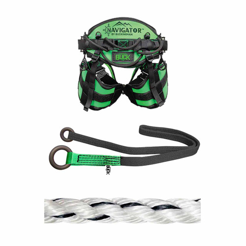 White, Black Rig Master Rigging Rope Kit With ArborMaster Friction Savers And Small, 28" - 32" Navig