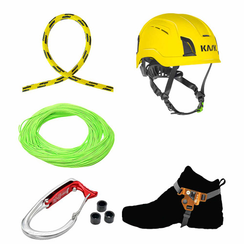 Yellow, Black 24 St Rope , LINE And Hardware Kit With Yellow Zenith X Air Safety Helmet