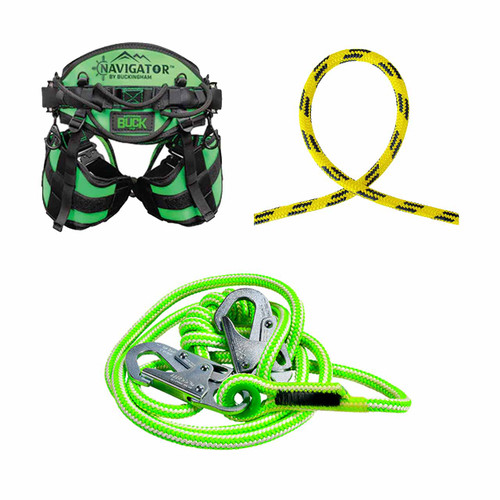 Yellow, Black 24 Strand Arborist Rope Kit With Green/White Adjustable Lanyard And Large, 36" - 40" N