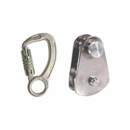 Zinc Plated Steel Carabiners With Silver Aluminum Pulley Kit