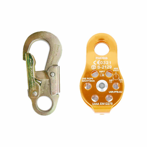 Zinc Plated Steel Snaphooks With Orange Aluminum Pulley Kit