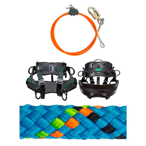 Blue; Lime Static Master, Pro Climbing Rope Kit With Orange Removable Better Rope Grab Flip Line Kit