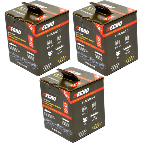 3 CHAINSAW CHAIN BY ECHO  91PX AdvanceCut,  PITCH 3/8" LP, 16" BAR, 0.050" GAUGE, 57 DL  PK3