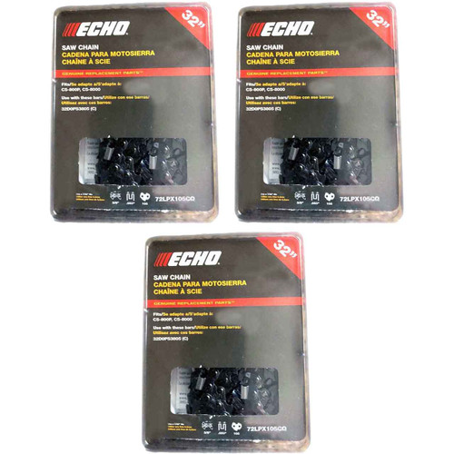 72LPX105CQ - CHAINSAW CHAIN BY ECHO - 72LPX PowerCut,  PITCH 3/8", 30" BAR, 0.050" GAUGE, 105 DL - 3