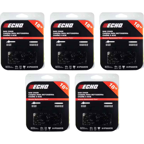CHAINSAW CHAIN BY ECHO  91PX AdvanceCut,  PITCH 3/8" LP, 18" BAR, 0.050" GAUGE, 62 DL  PK5