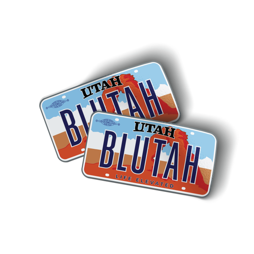 Blutah License Plate (4" x 2" Vinyl Sticker -- Pack of Two!)