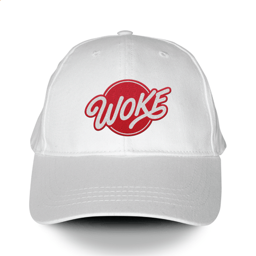 Woke (Embroidered White Baseball Cap)