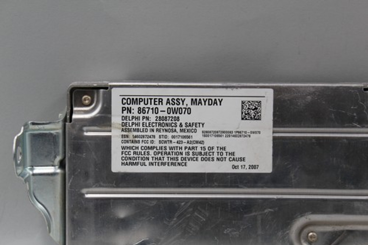 07 08 09 (2007-2009) LEXUS LS460 MAYDAY COMMUNICATION CONTROL MODULE OEM 86710-0W070
