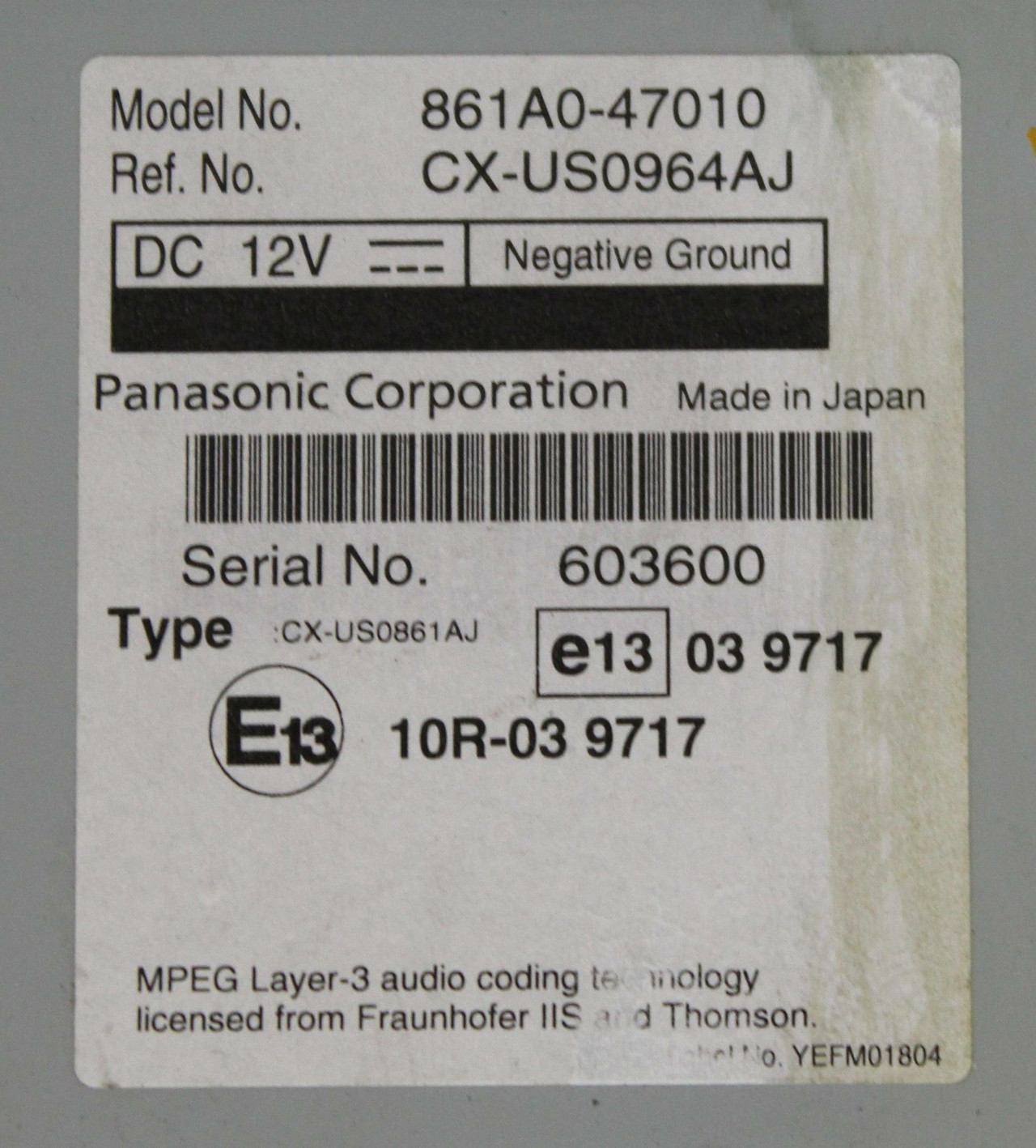 2010-2011 TOYOTA PRIUS MULTIMEDIA INTERFACE MODULE 861A0-47010 high resolution2