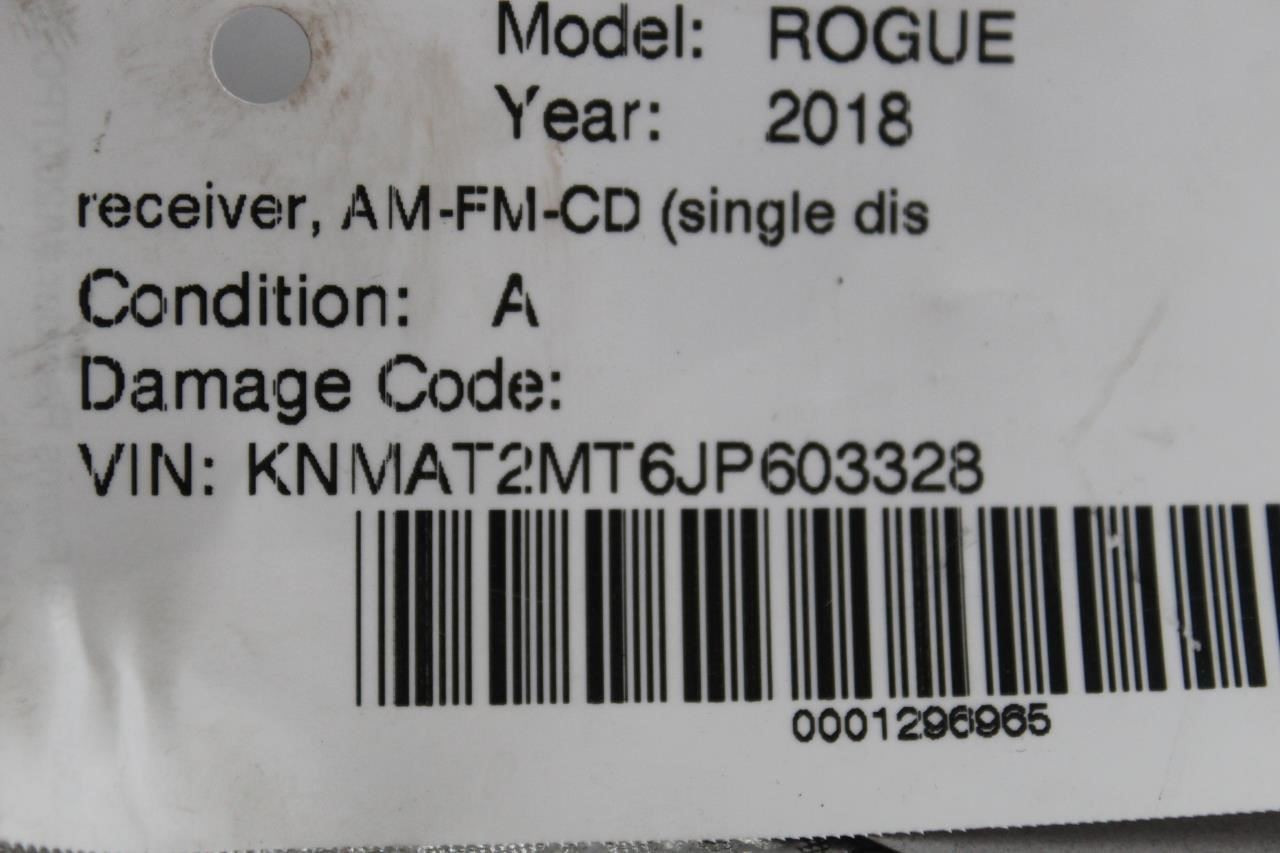 Audio Equipment Radio Display And Receiver Am-fm-cd 18-20 NISSAN ROGUE OEM 44823 2591A8FM0B, 2591A8FM0C, 2591A8FM0B, 2591A8FM0A