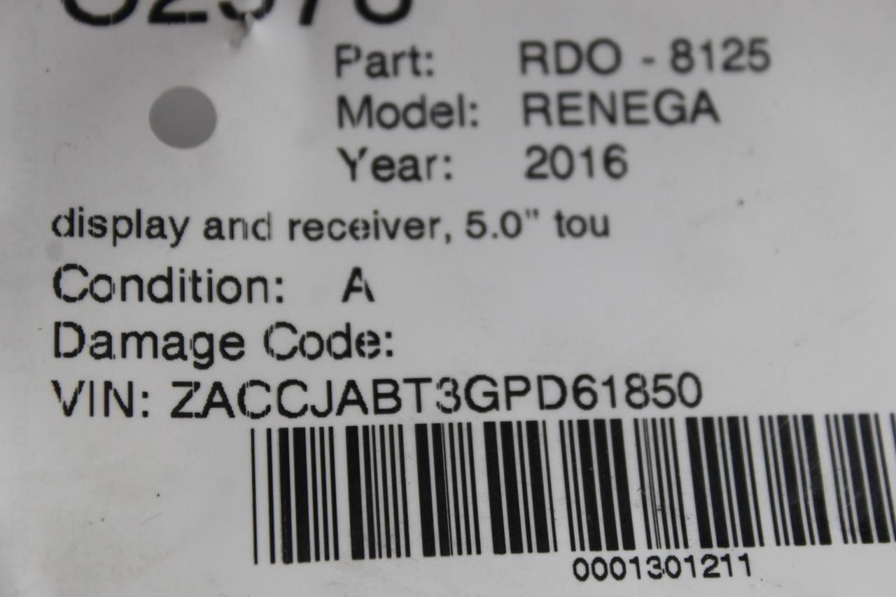 Audio Equipment Radio Display And Receiver Sirius Fits 15-17 RENEGADE 44935 6RQ12LXHAA, 6RQ12LXHAA, 6NC38LXHAA, 6HY55LXHAA