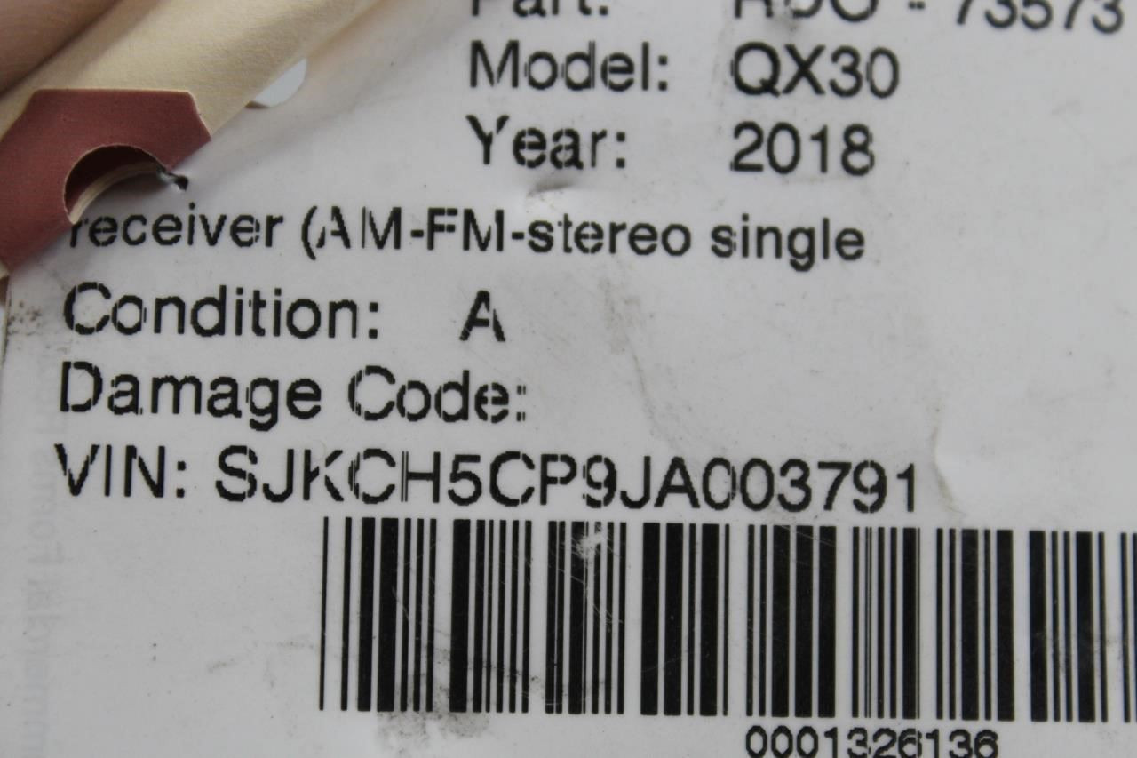 Audio Equipment Radio Am-fm-cd-receiver Console 2017-20 INFINITI QX30 OEM #45079 283304HB1C, 283304HB4A, 283304HB1C